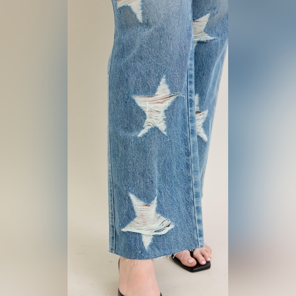 Judy Blue HR Rigid Magic 90's Straight Fit Jeans Star Americana Various Retail - Picture 15 of 16